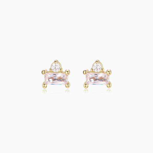 Mini Clear Baguette and Bling Stud Earrings