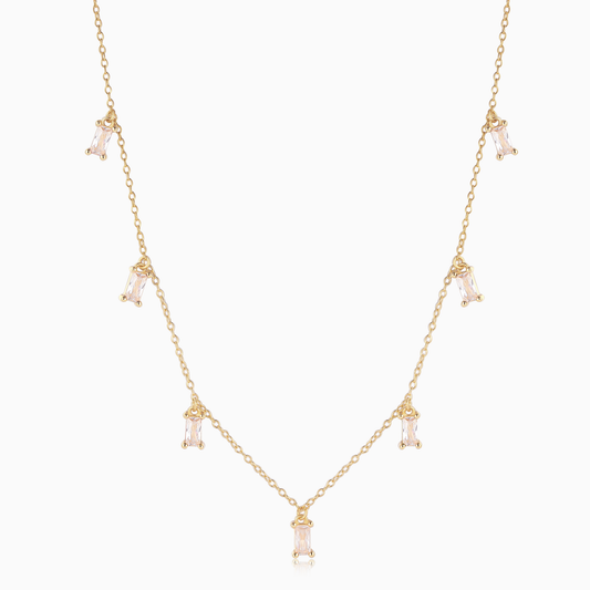 Clear Baguette Drop Necklace