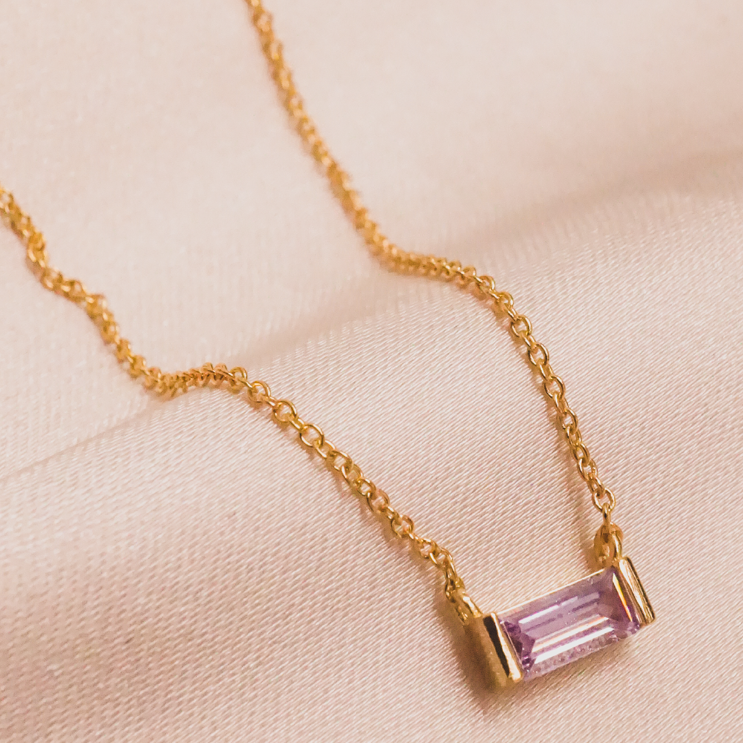 Baguette Birthstone Necklace