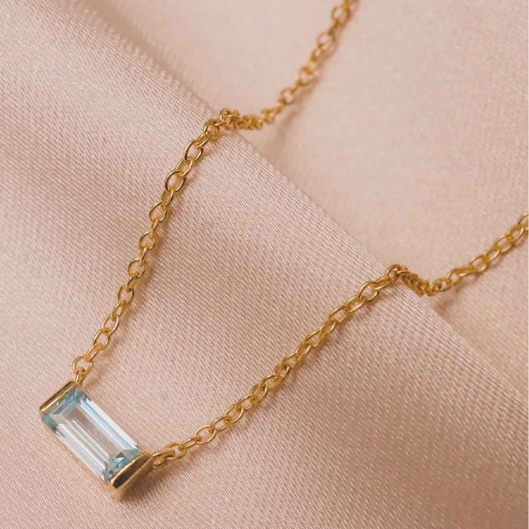 Baguette Birthstone Necklace