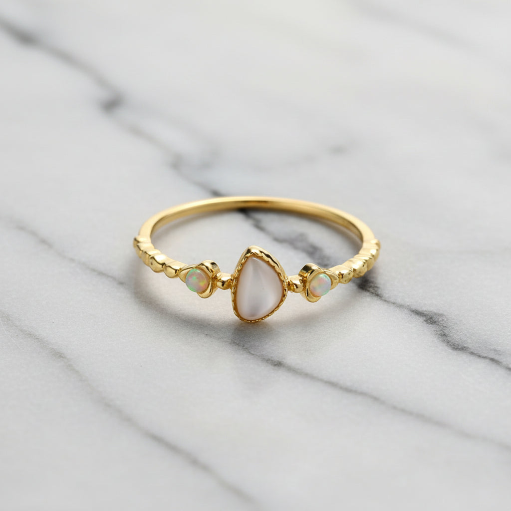 Marquise Mother of Pearl & Opal Ring