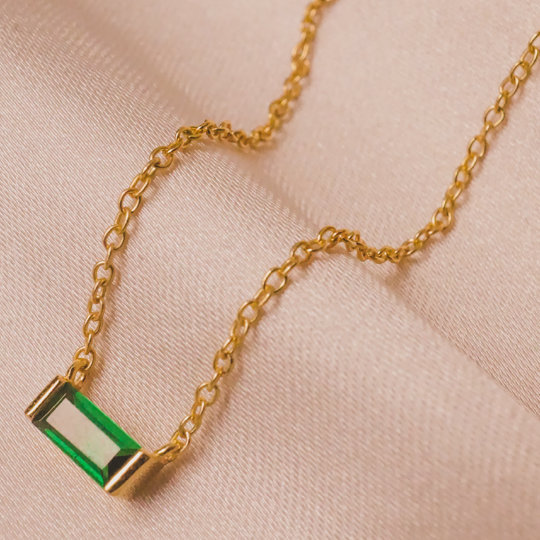 Baguette Birthstone Necklace