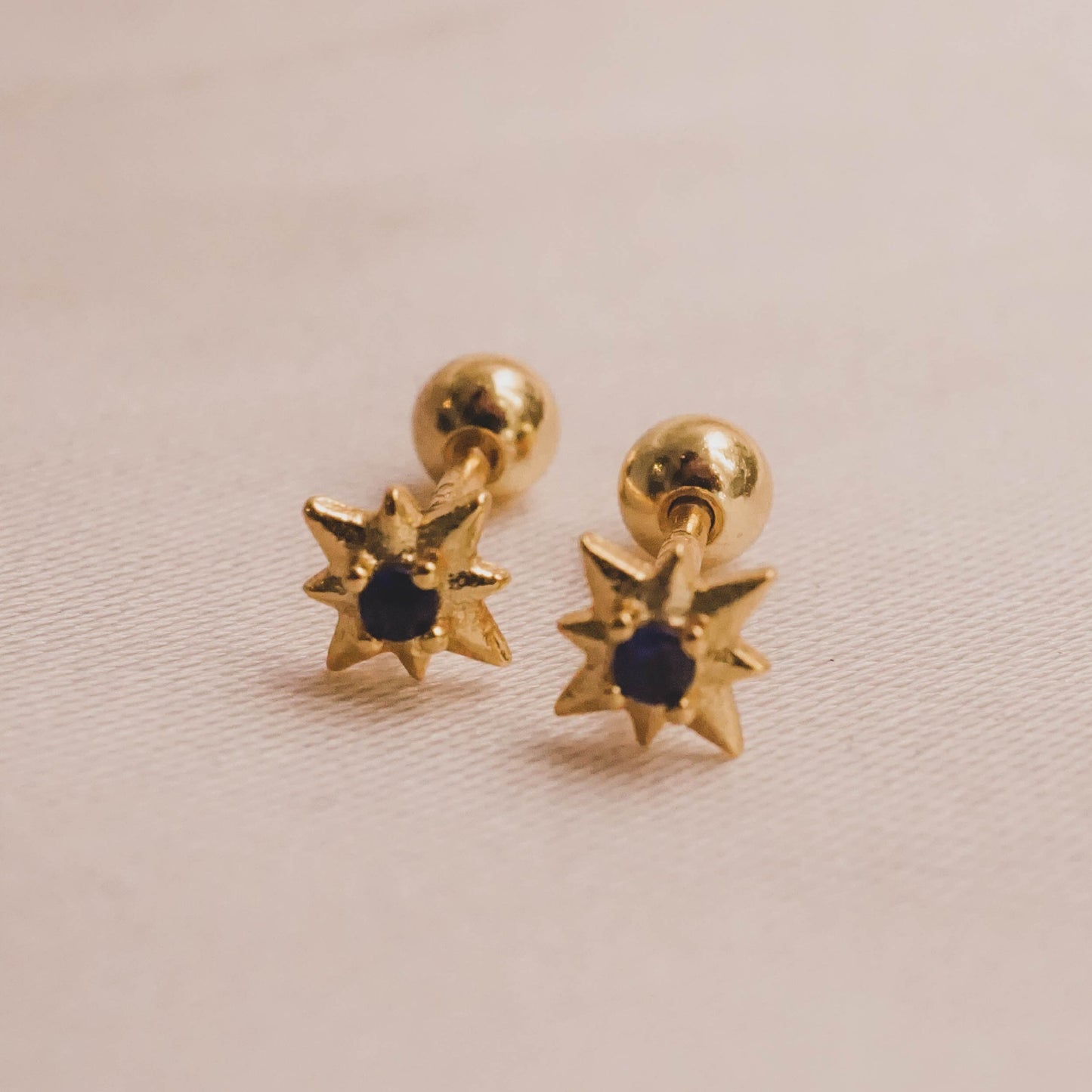 Midnight Blue Star Ball Back Stud Earrings