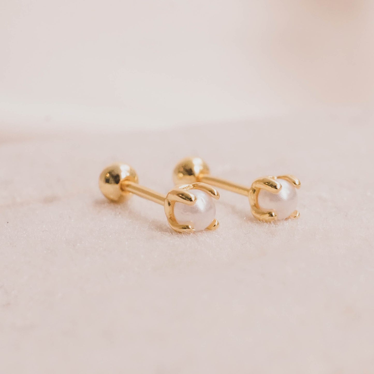 Mini Pearl Ball Back Stud Earrings