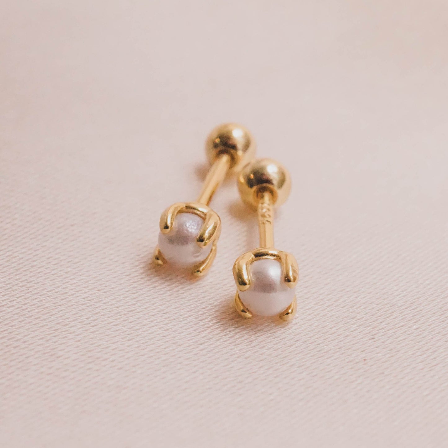 Mini Pearl Ball Back Stud Earrings