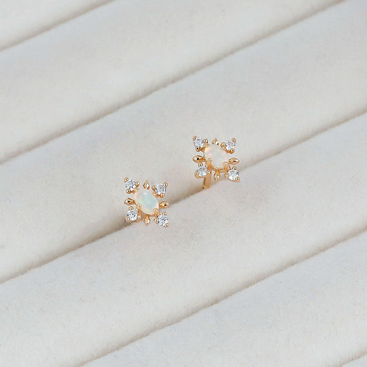 Mini Opal Snowflakes Stud Earrings
