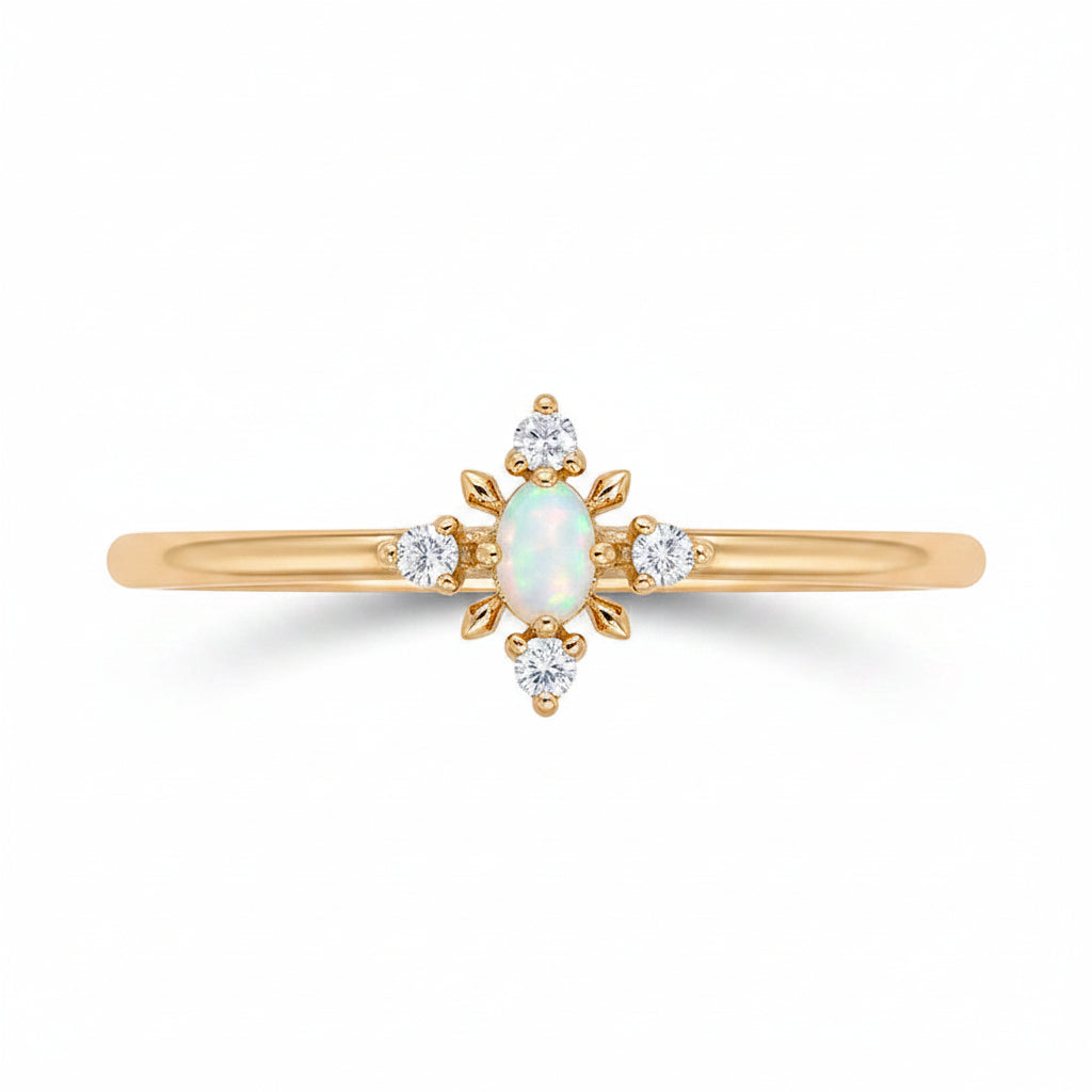 Natural Opal Snowflake Ring
