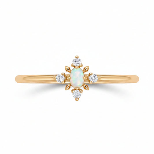 Natural Opal Snowflake Ring