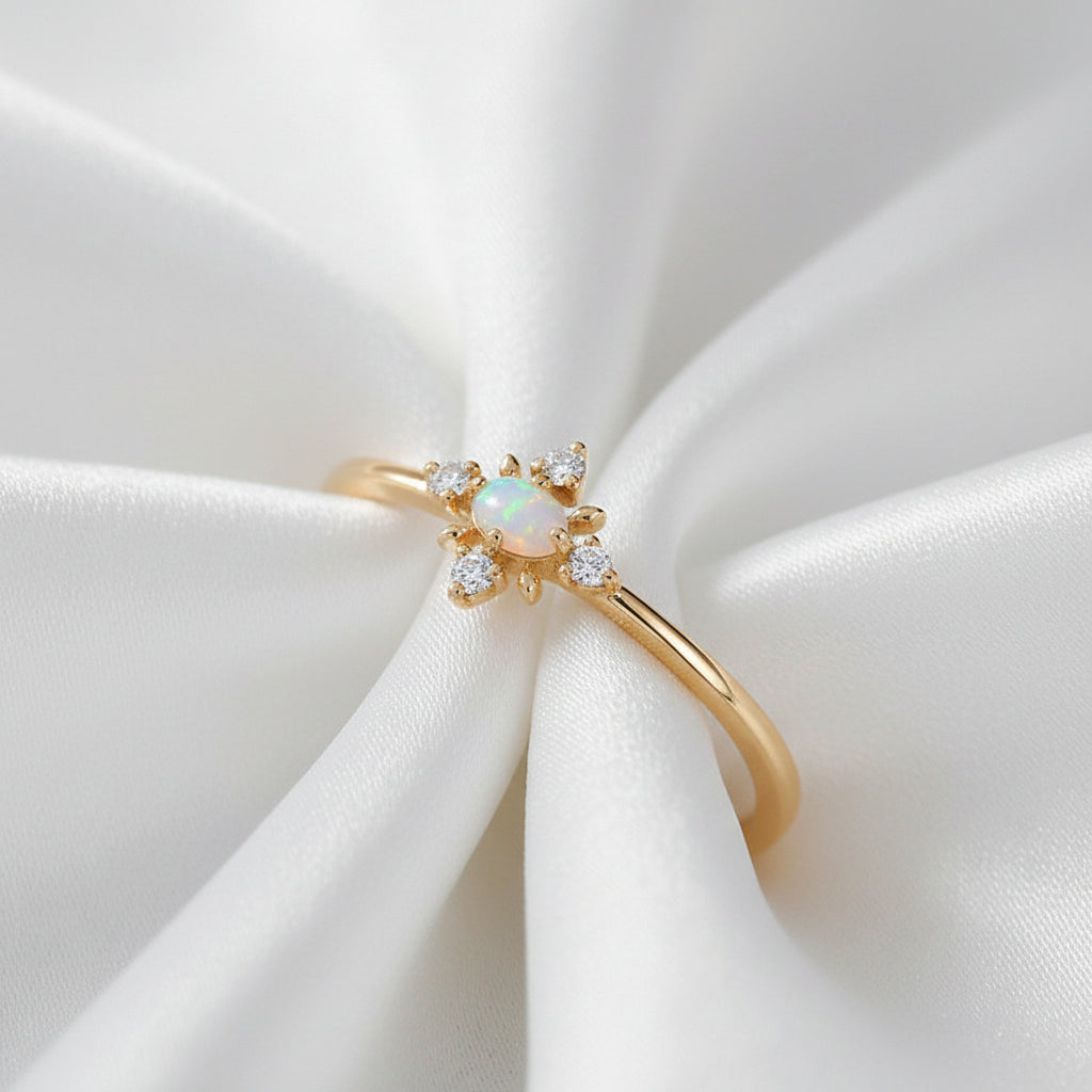 Natural Opal Snowflake Ring