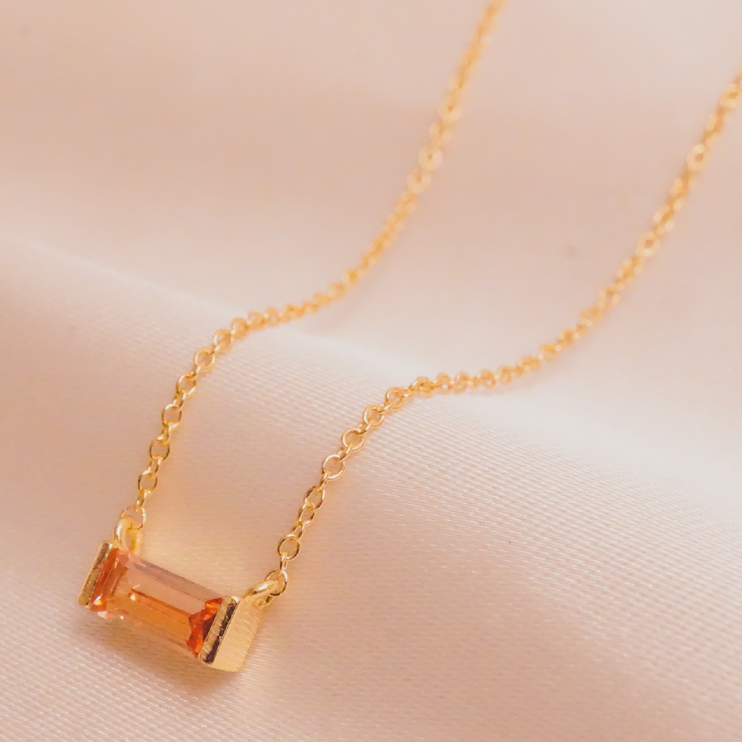 Baguette Birthstone Necklace