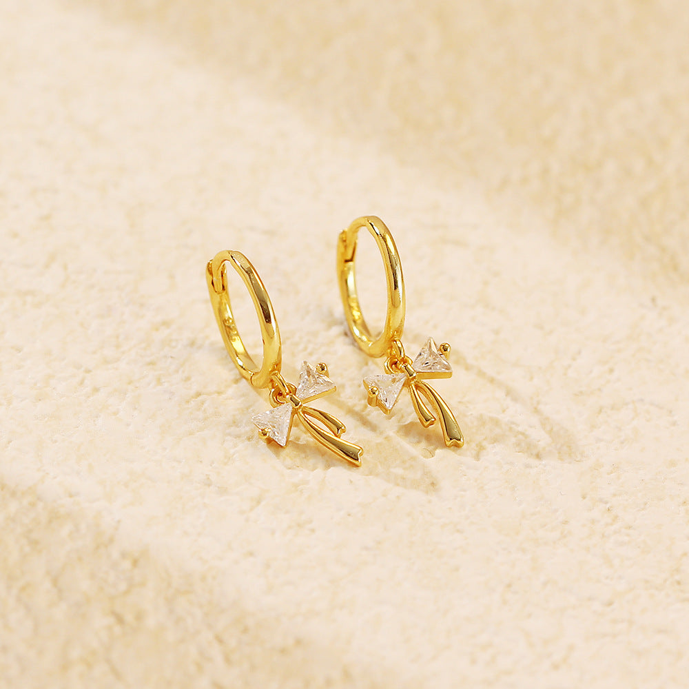 Cutesy Ribbon Bow Huggie Earrings