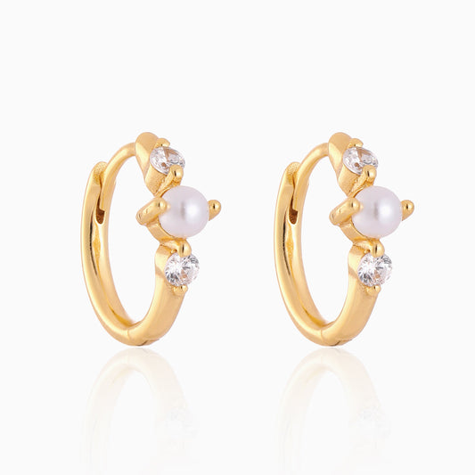 Crystal Pearl Huggie Hoops