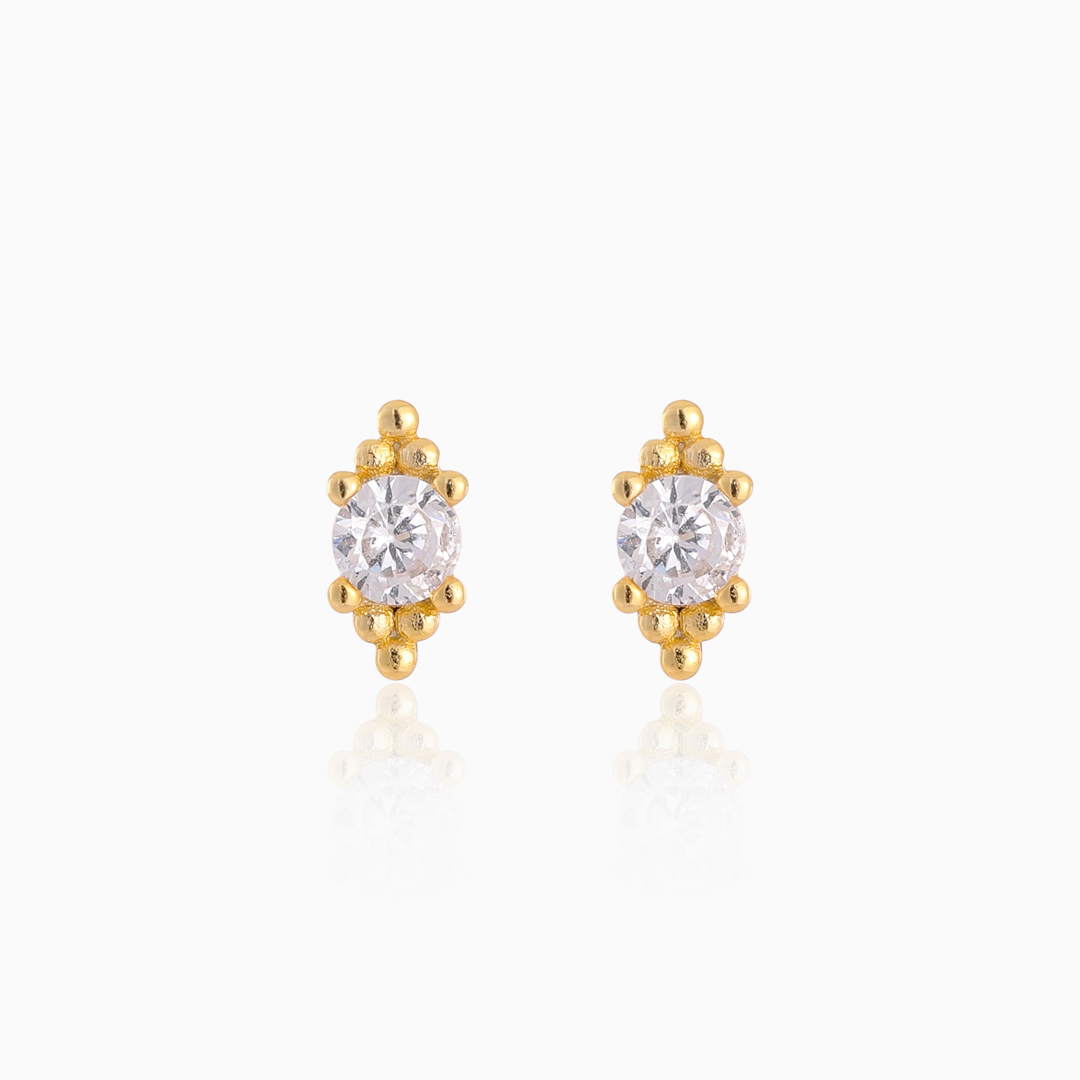 CZ Beaded Ball Back Stud Earrings