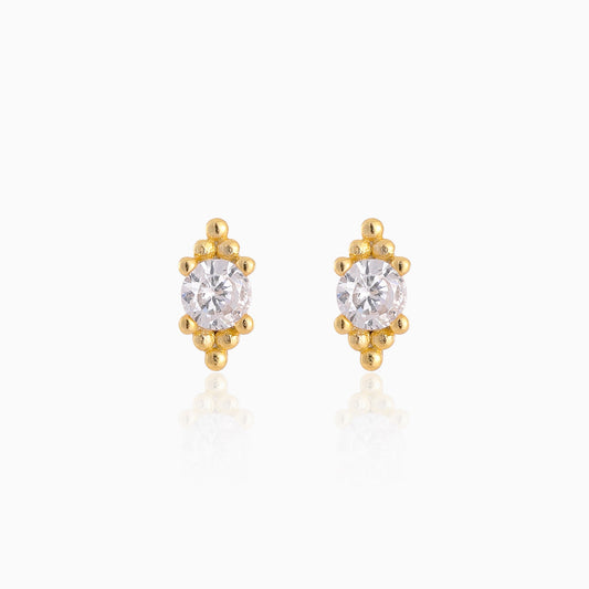 CZ Beaded Ball Back Stud Earrings