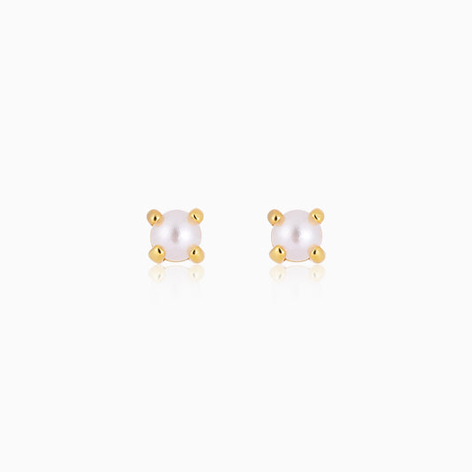 Mini Pearl Ball Back Stud Earrings
