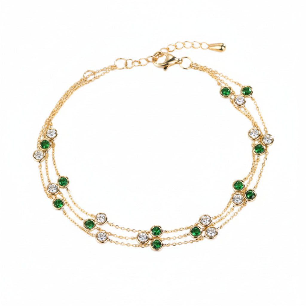 Triple Emerald and Diamond Bracelet