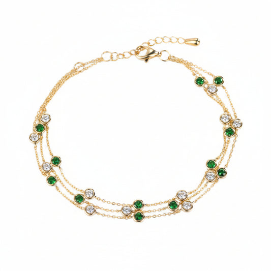 Triple Emerald and Diamond Bracelet