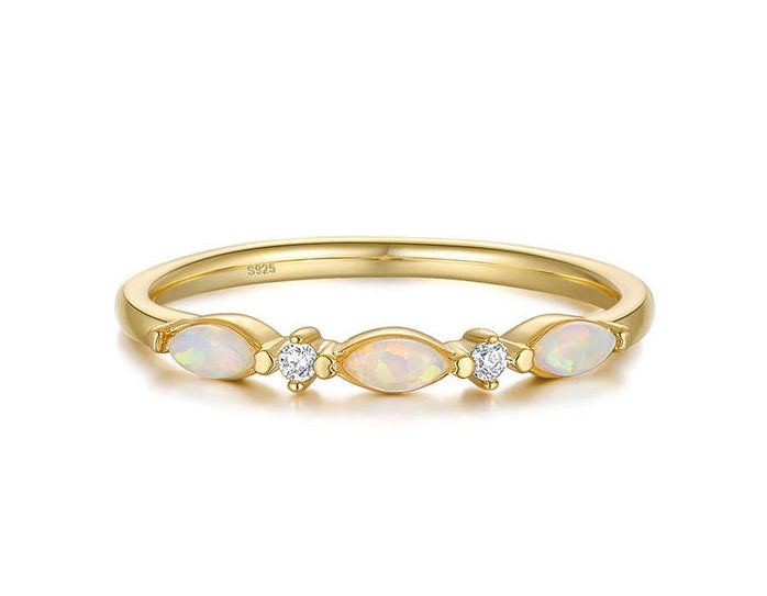 Triple Marquise Opal Band Ring