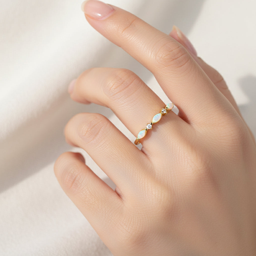 Triple Marquise Opal Band Ring