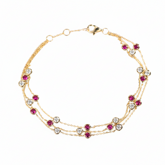 Triple Ruby and Diamond Bracelet