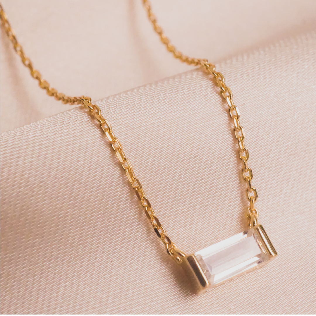 Baguette Birthstone Necklace