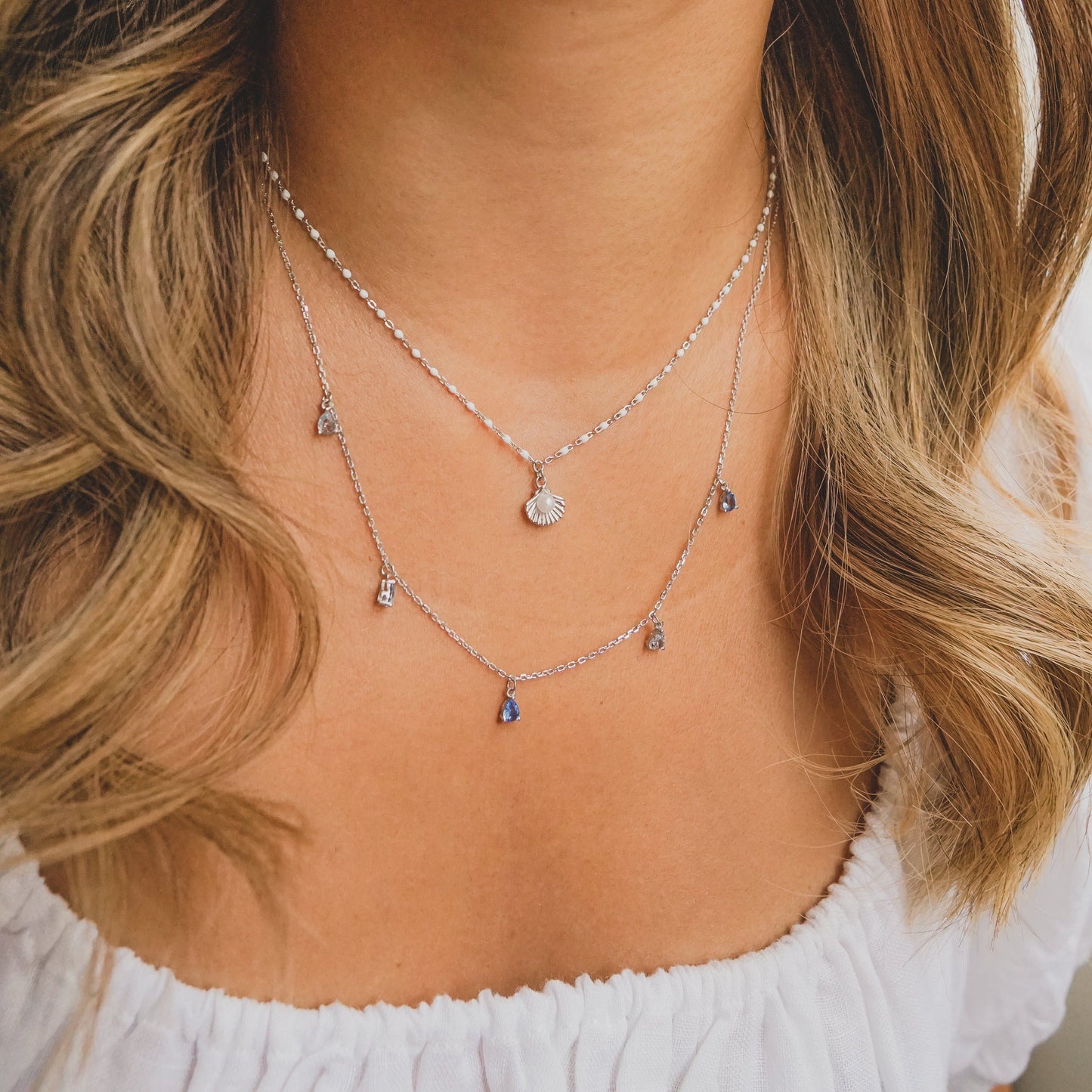 White Enamel Mermaid Pearl Necklace