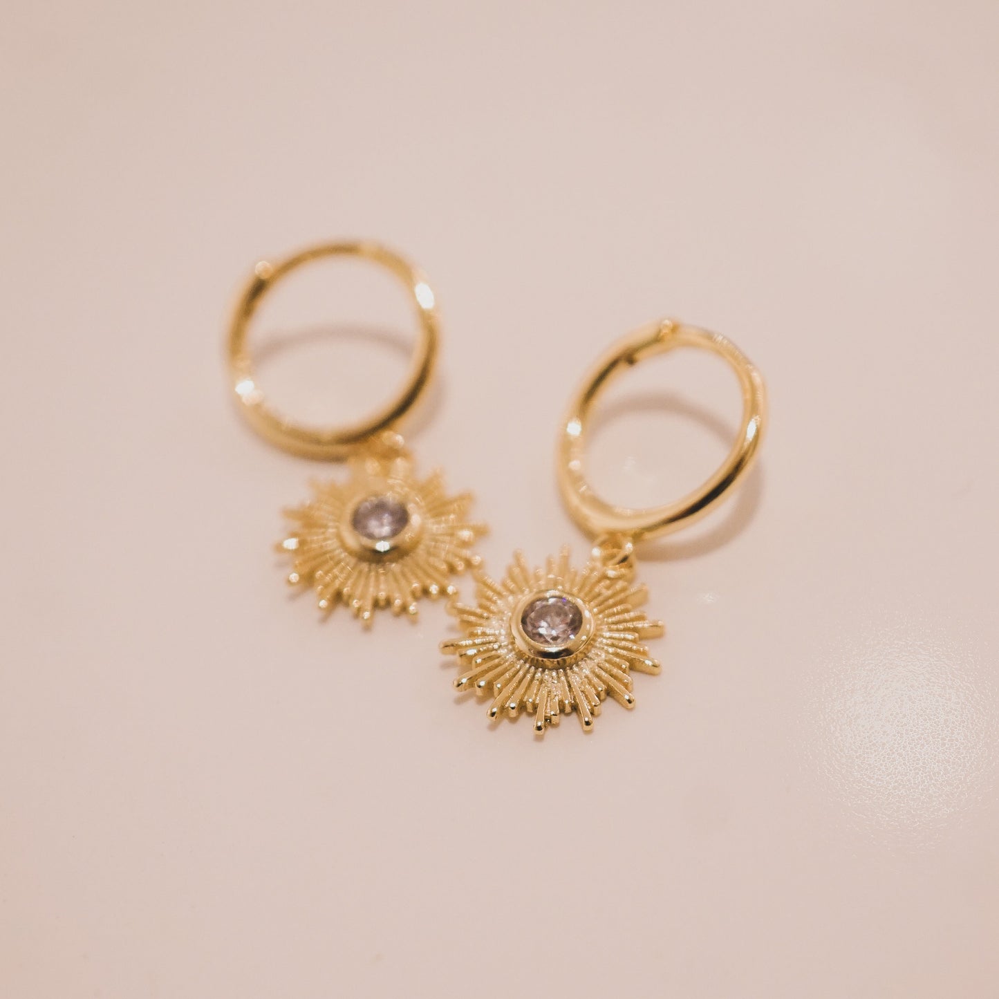 Sparkling Sun Huggie Mini Hoop Earrings