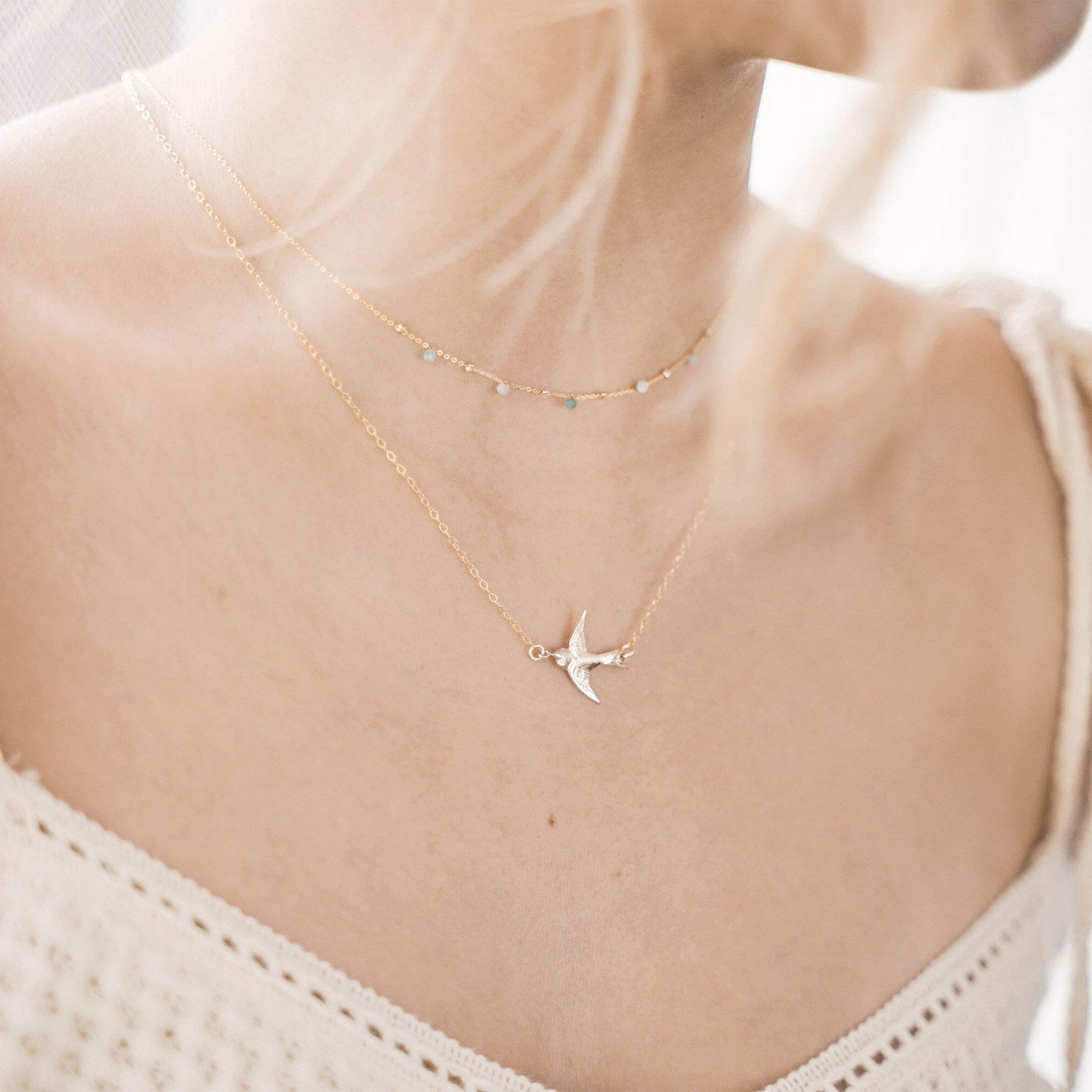 Natural Amazonite Twinkle Satellite Necklace - Studdedheartz