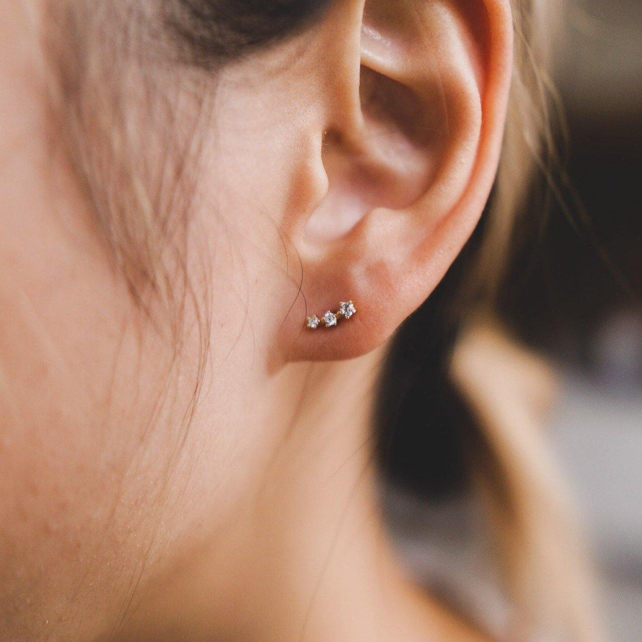 Three Stars Mini Climber Stud Earrings - Studdedheartz