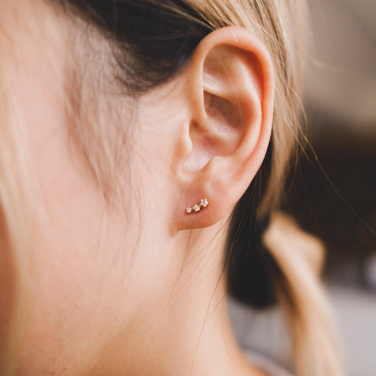 Three Stars Mini Climber Stud Earrings - Studdedheartz