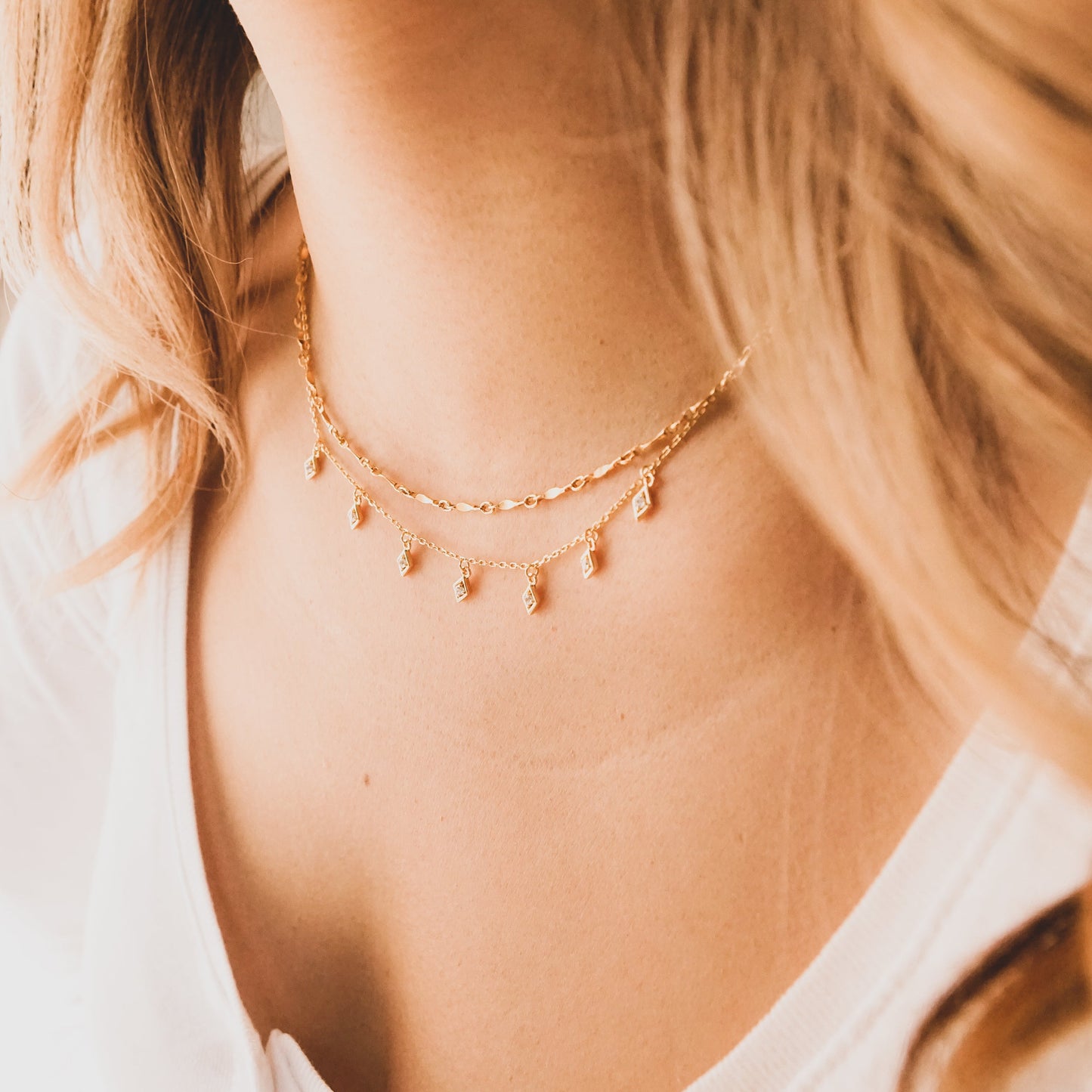 Diamond CZ Drop Necklace
