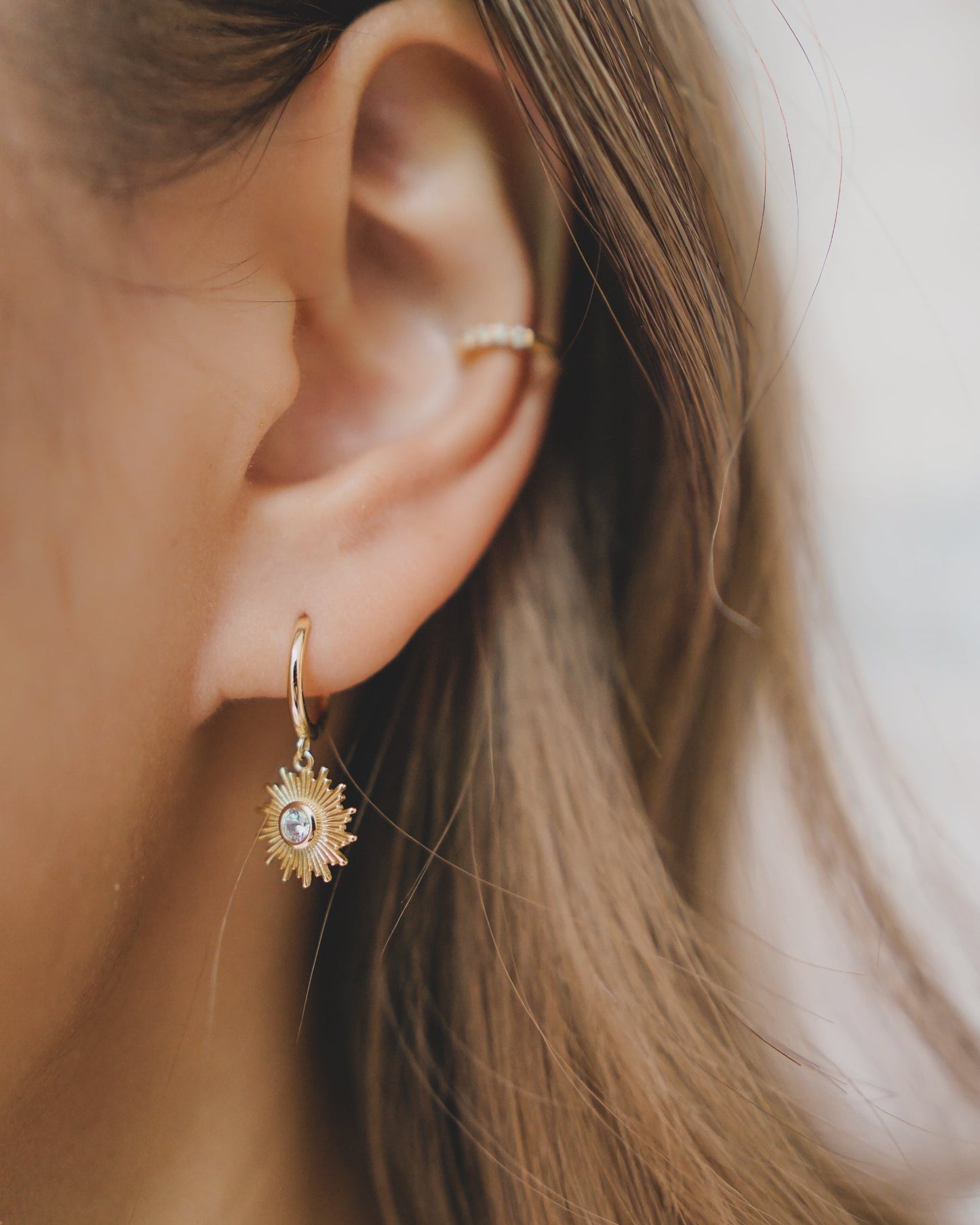 Sparkling Sun Huggie Mini Hoop Earrings