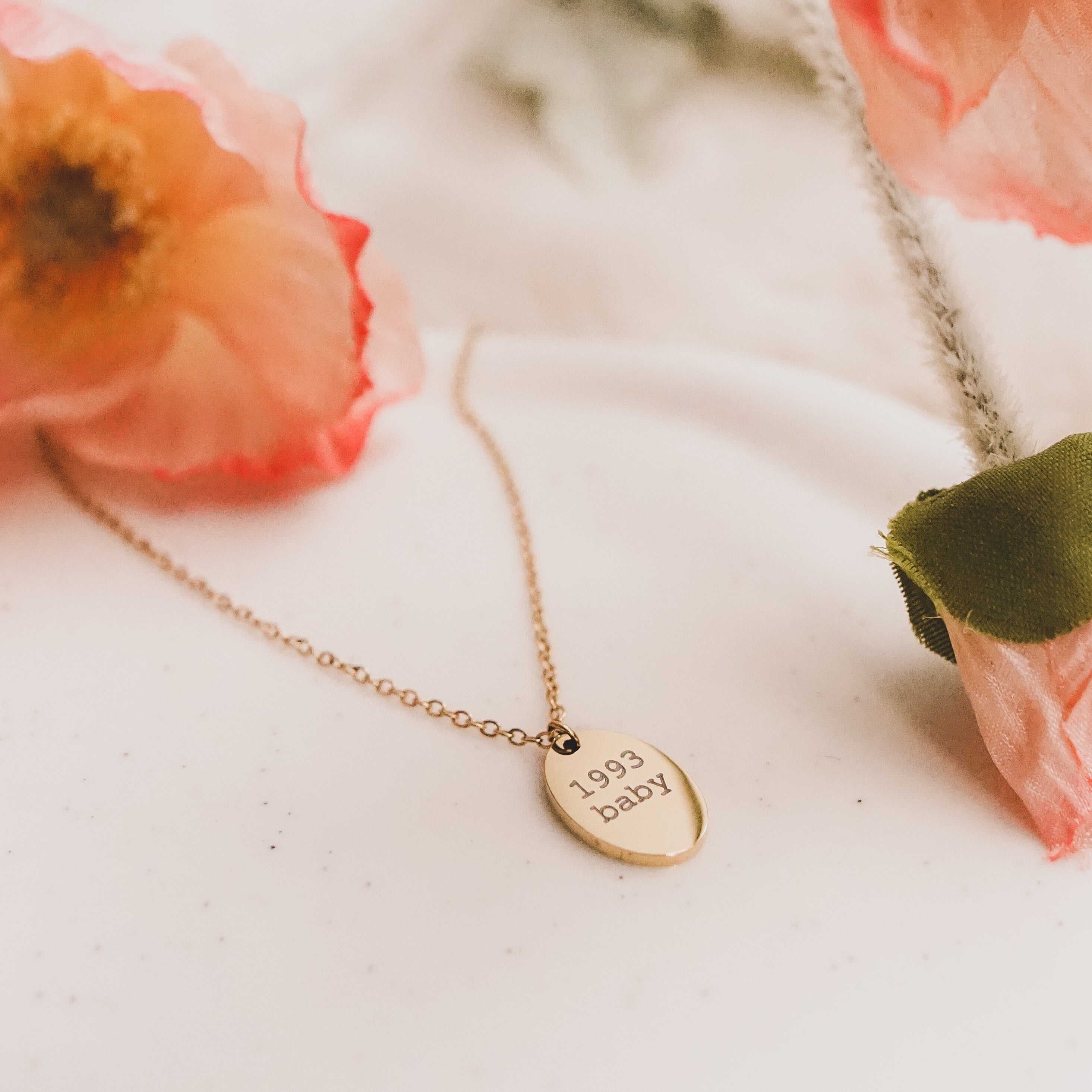 Astrid Necklace - Personalized Engraved Oval Disk