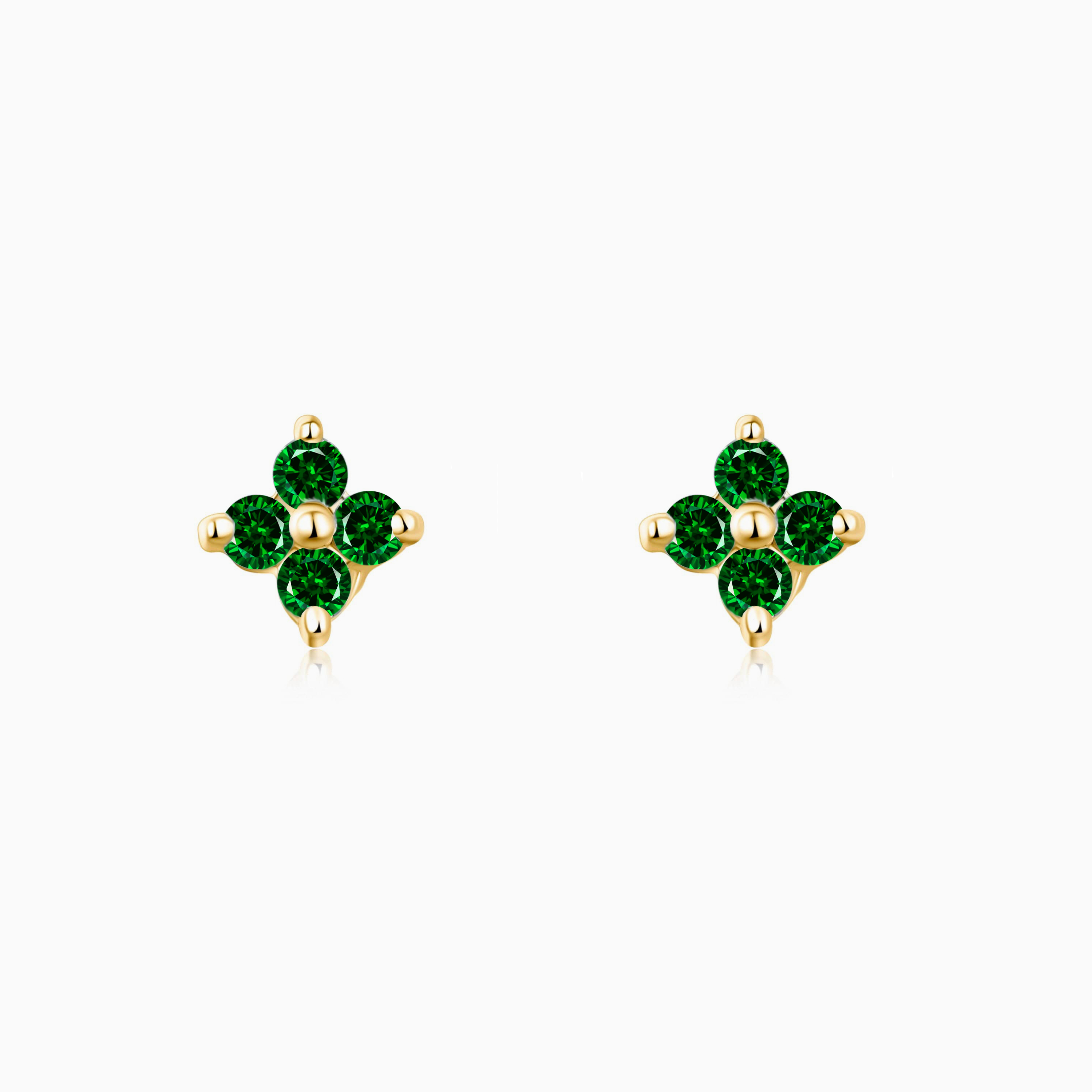 Emerald Green Lucky Clover Studs