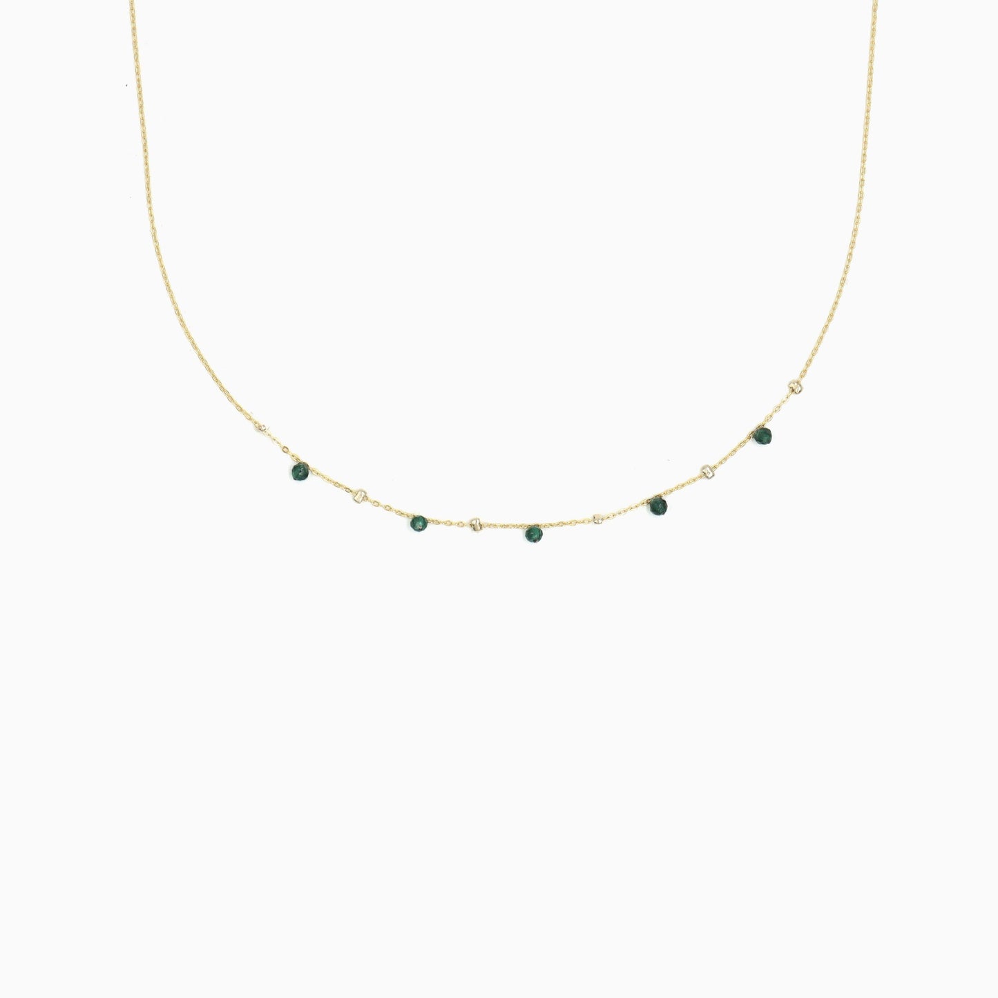 Natural Emerald Twinkle Satellite Necklace - Studdedheartz