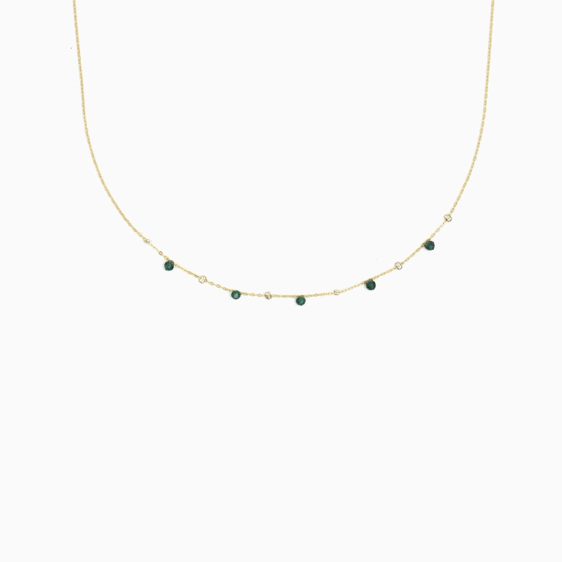 Natural Emerald Twinkle Satellite Necklace - Studdedheartz