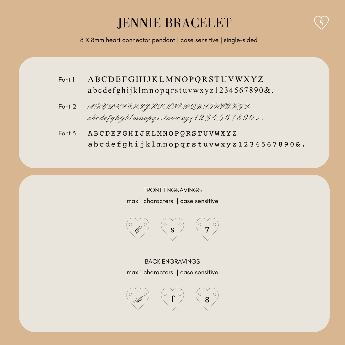 Jennie Bracelet - Personalized Engraved Heart Connector