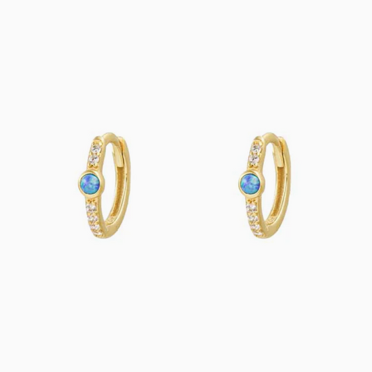 Ocean Blue Opal and Bling Huggies