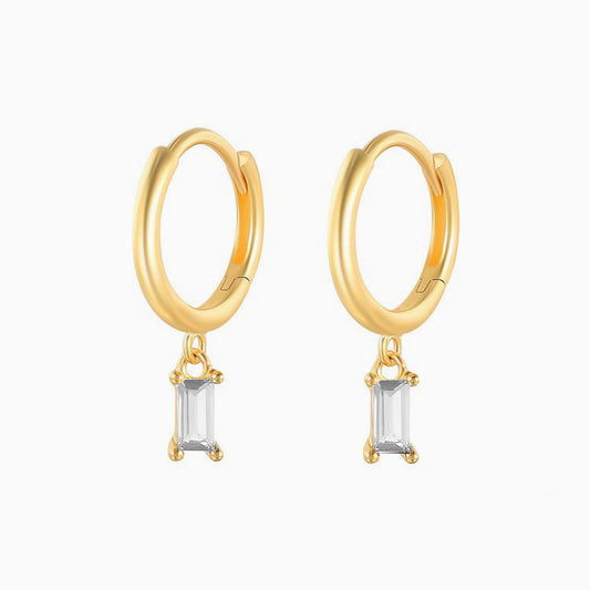 Clear Baguette Drop Huggies