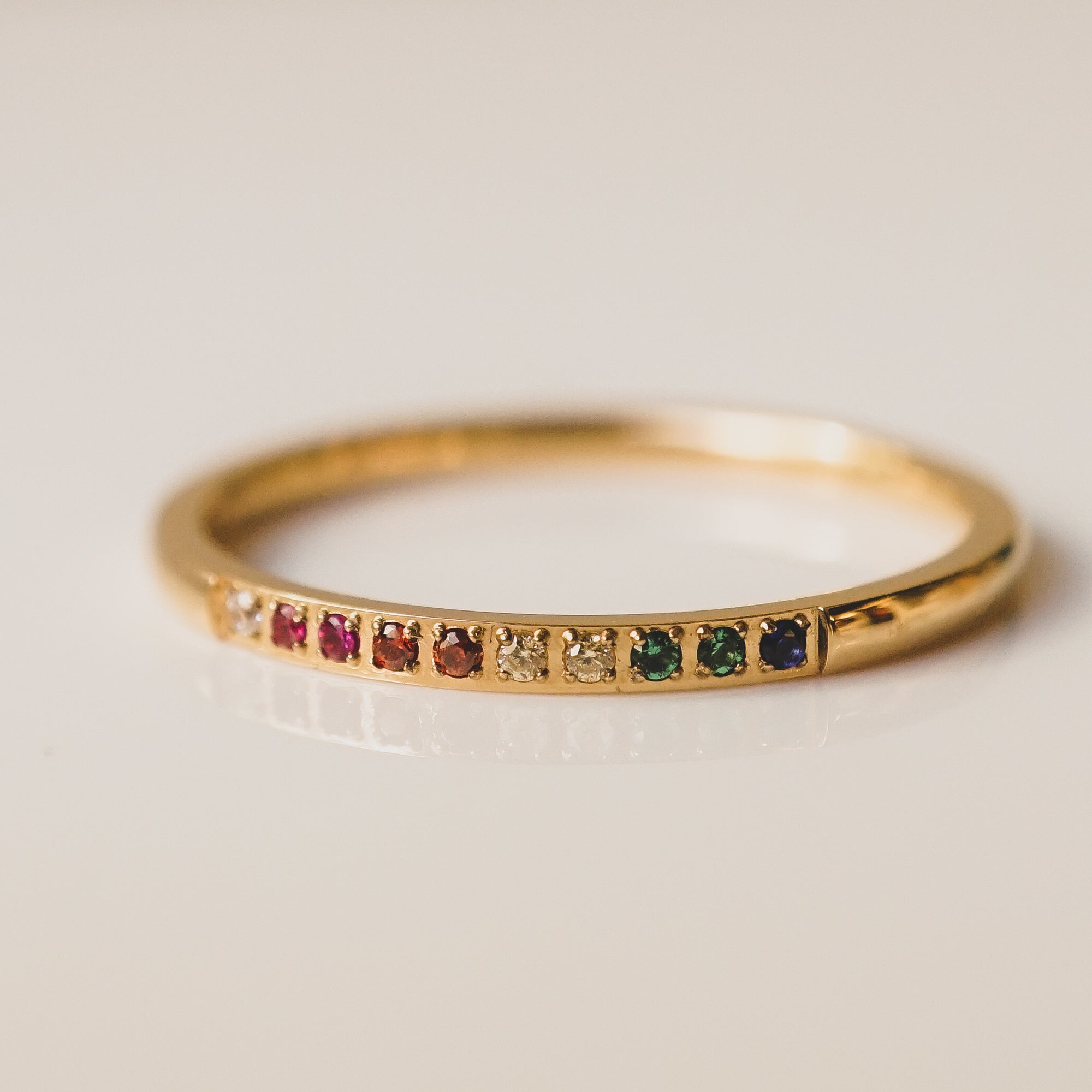 Dainty Pave Rainbow CZ Ring