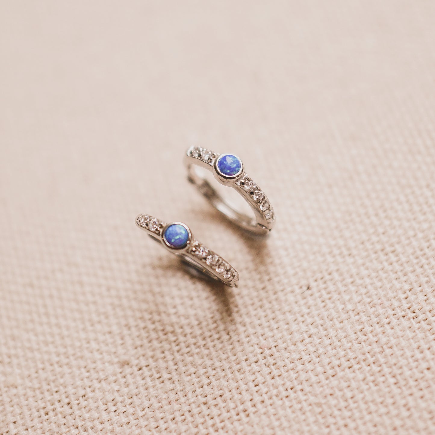 Ocean Blue Opal and Bling Huggies