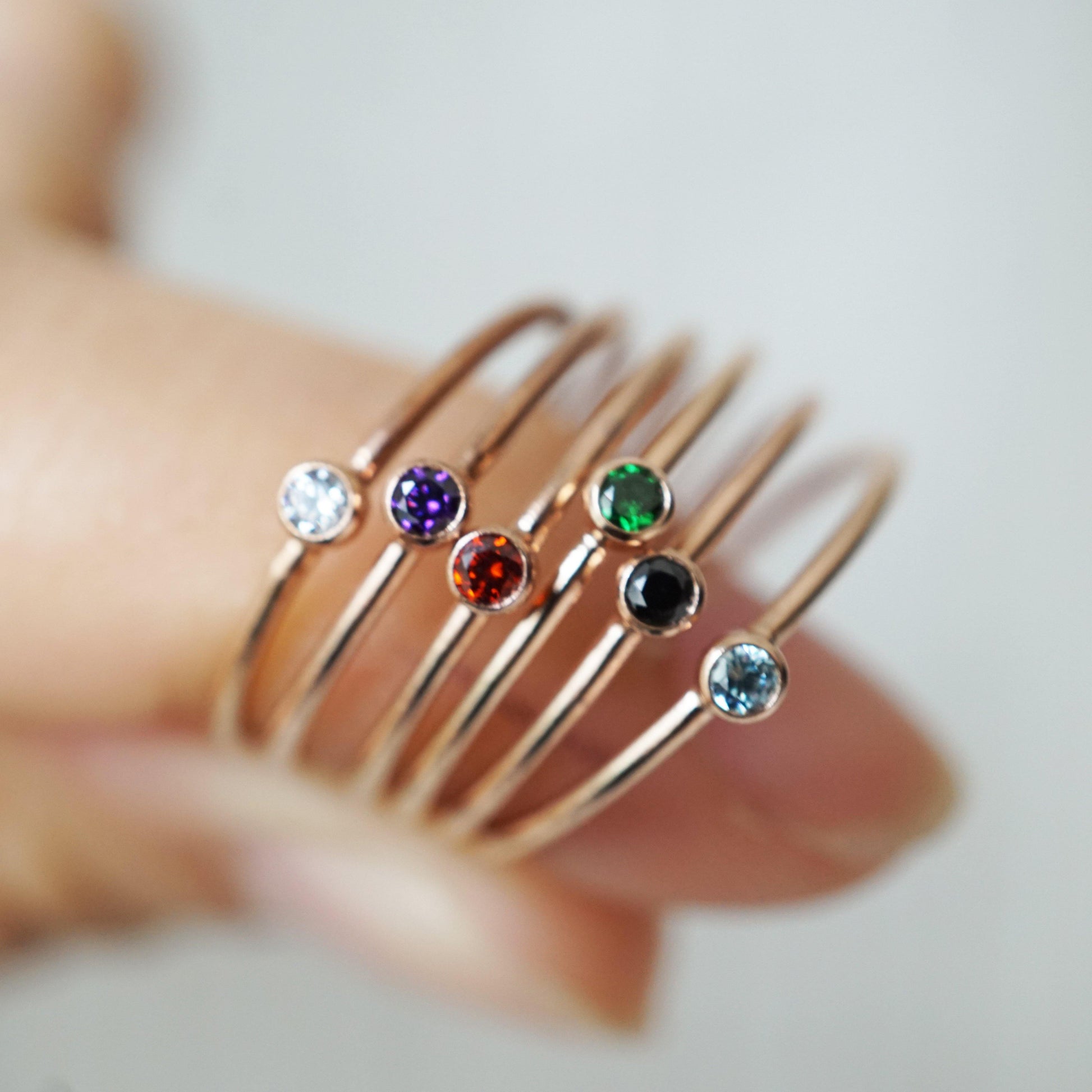 February Birthstone Ring - Dark Amethyst Purple CZ - Studdedheartz