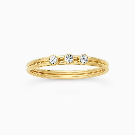 Triple Bling Double Wire Ring - 14K Gold Filled