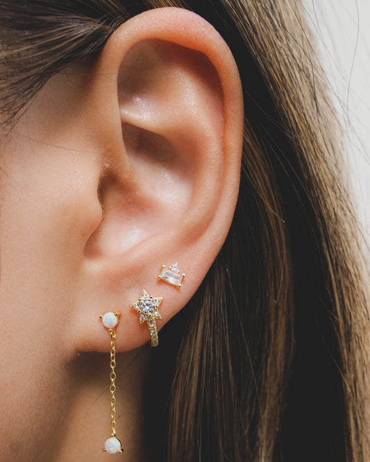 Mini Clear Baguette and Bling Stud Earrings