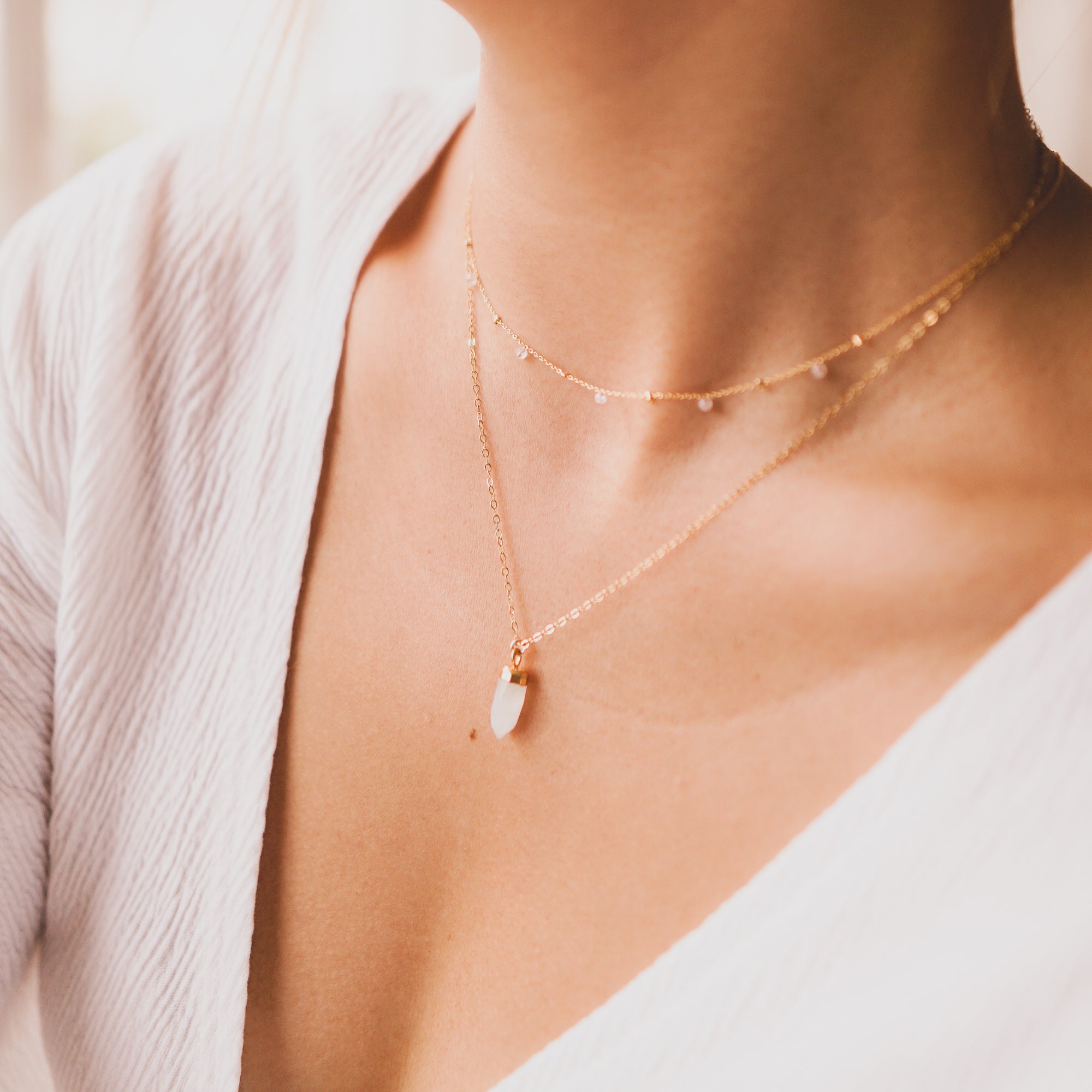 Dainty gemstone outlet necklace