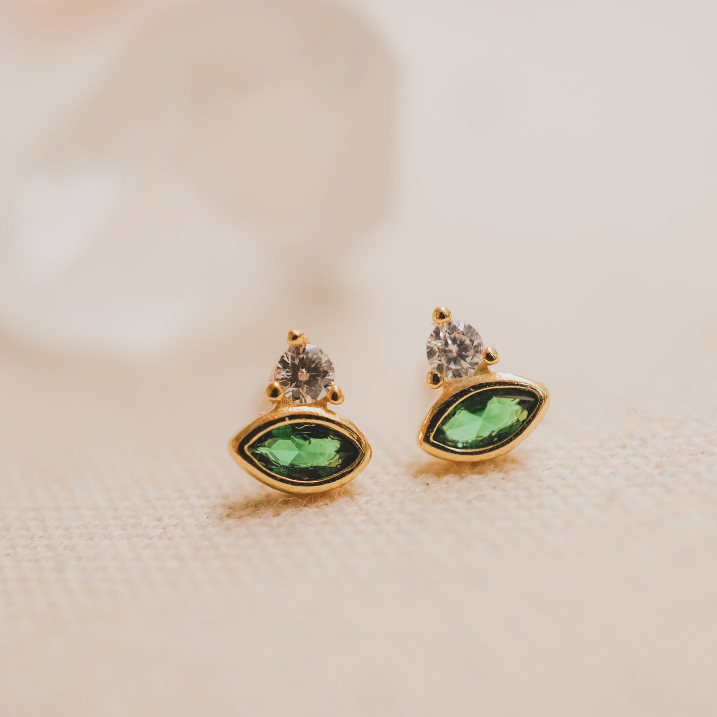 Emerald Crown Stud Earrings