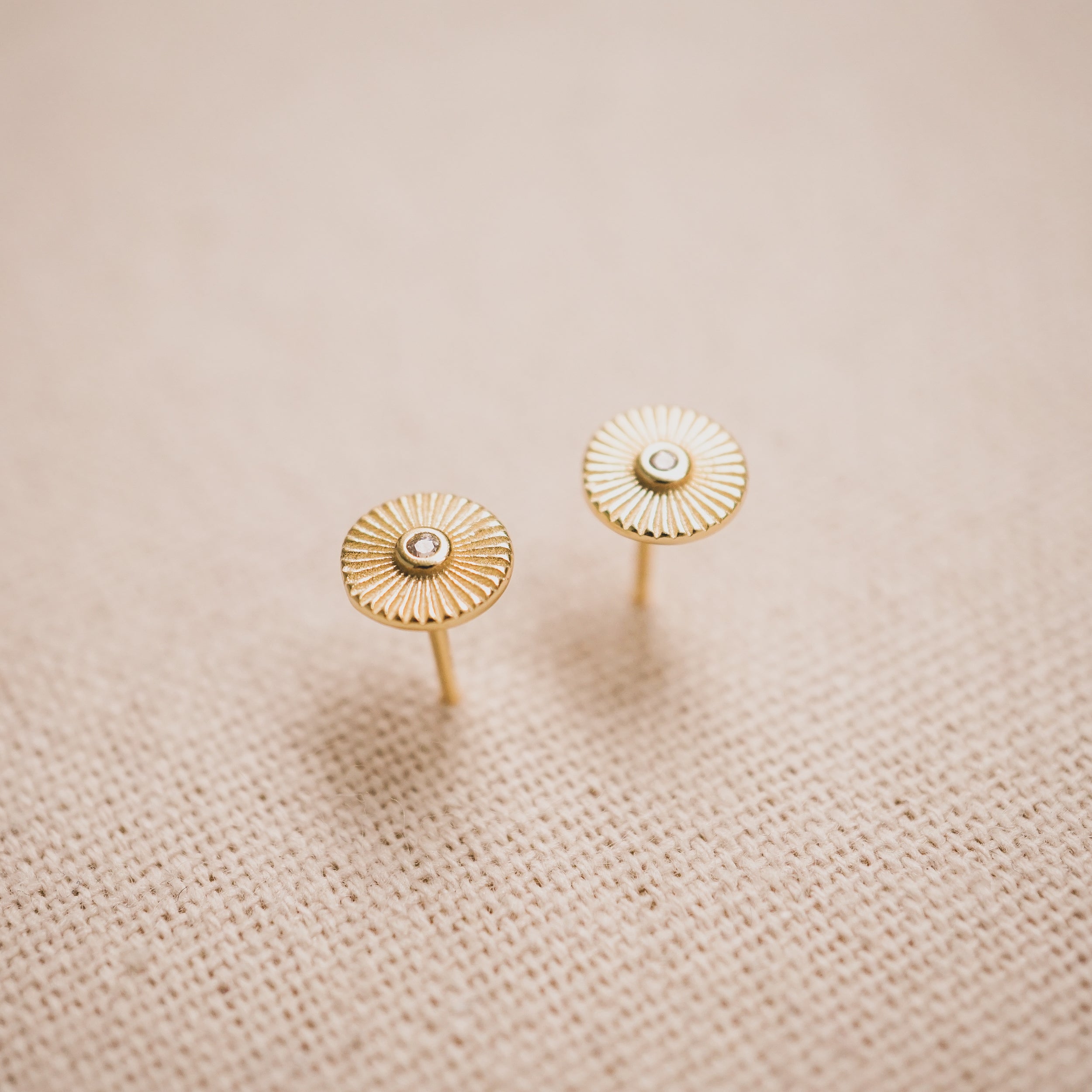 Circle Sunburst Stud Earrings