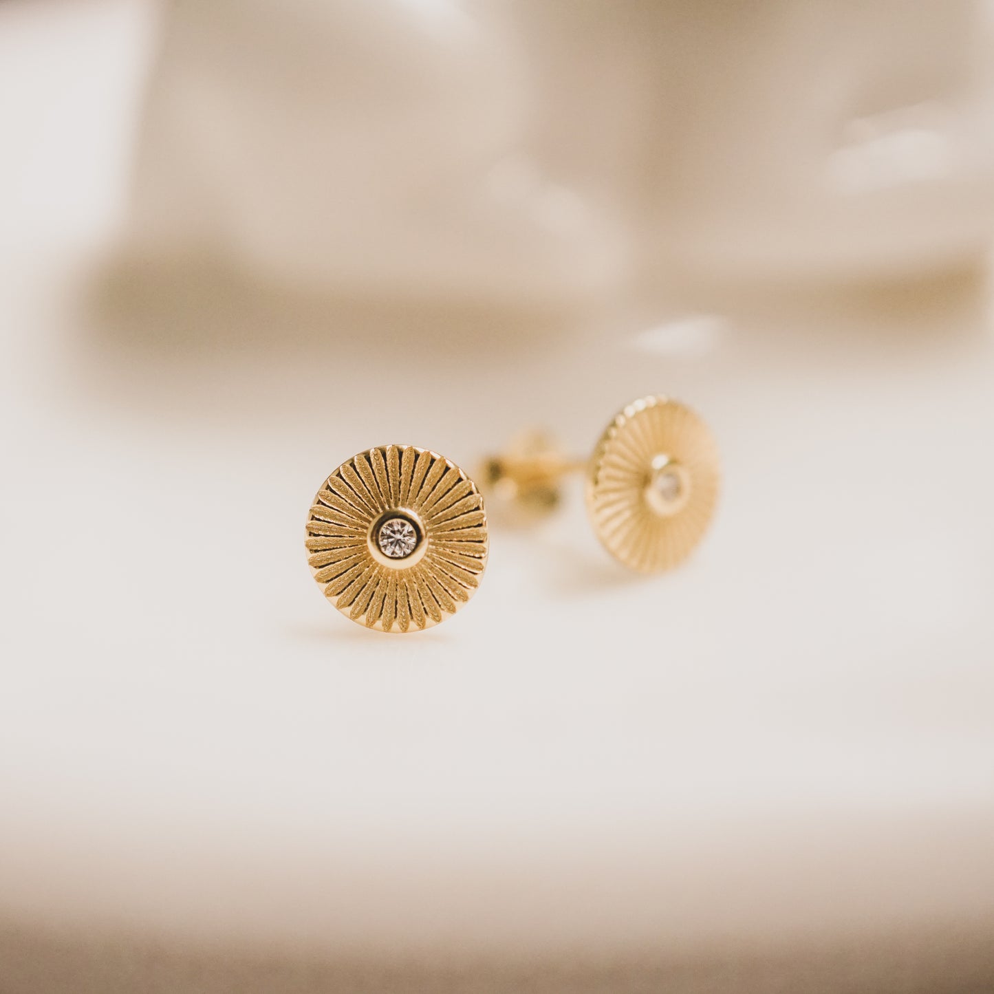 Circle Sunburst Stud Earrings