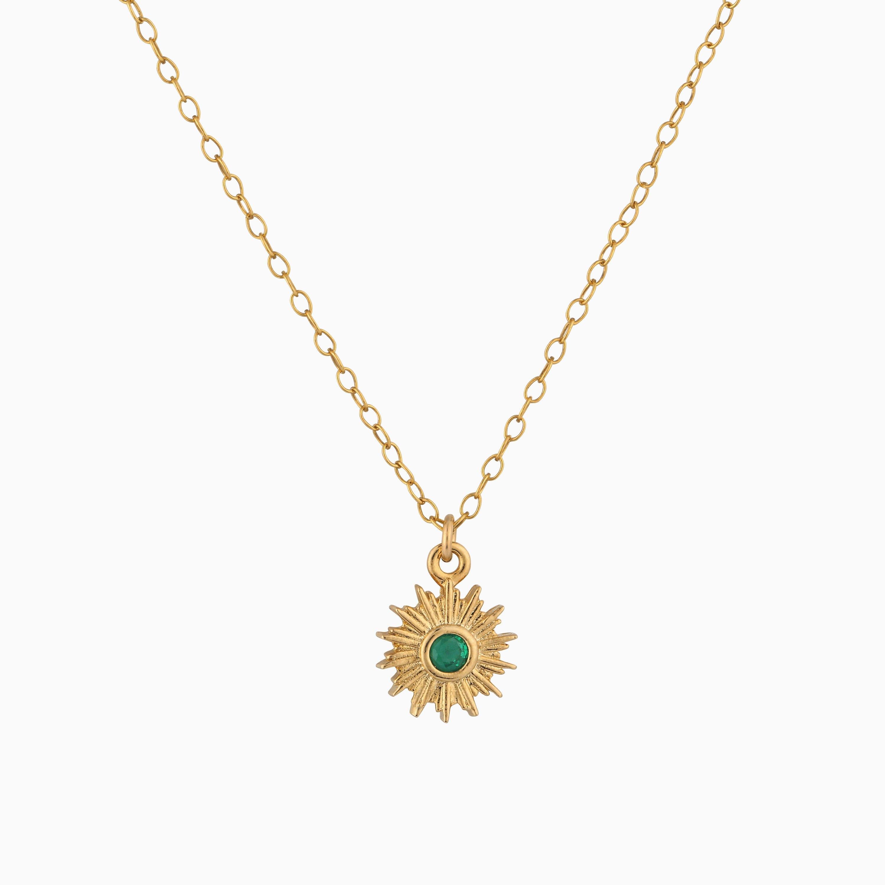 Emerald Sparkling Sun Necklace - Studdedheartz