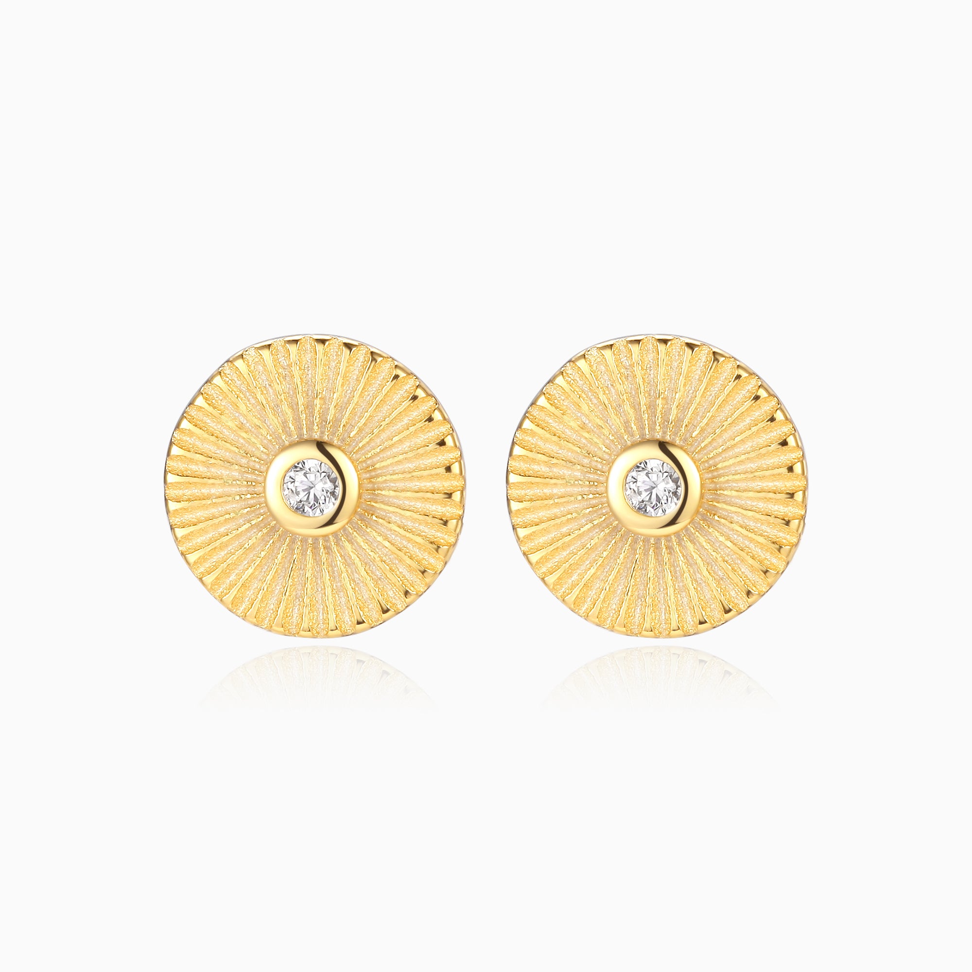 Circle Sunburst Stud Earrings